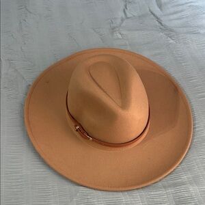 Tan Wide Brim Fedora Hat